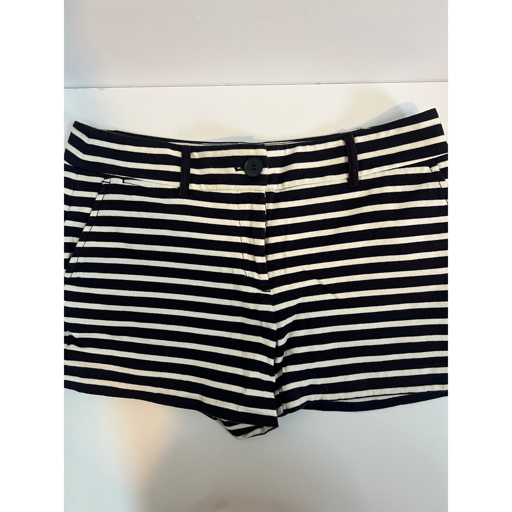 Ann Taylor LOFT Womens Navy White Striped Knit Shorts Size 4 Nautical Casual